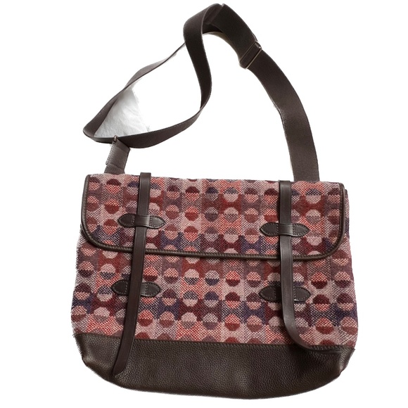 MELIN TREGWYNT Crossbody Bag Tapestry Wool Purple Brown Leather Bottom Brady - Picture 1 of 11